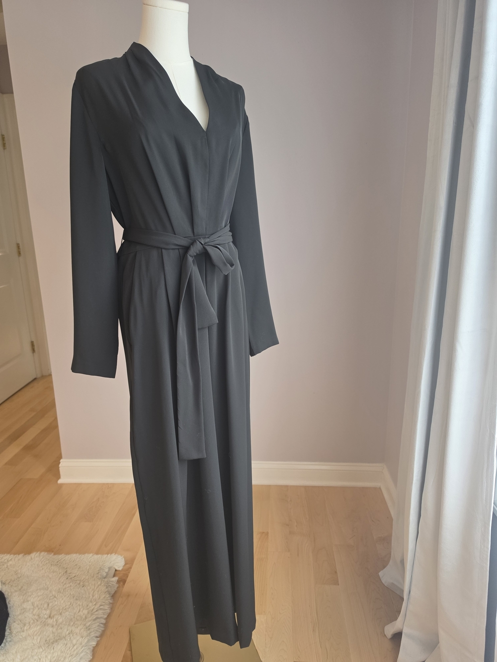 Banana Republic Long Black Wrap Robe with Waist Tie